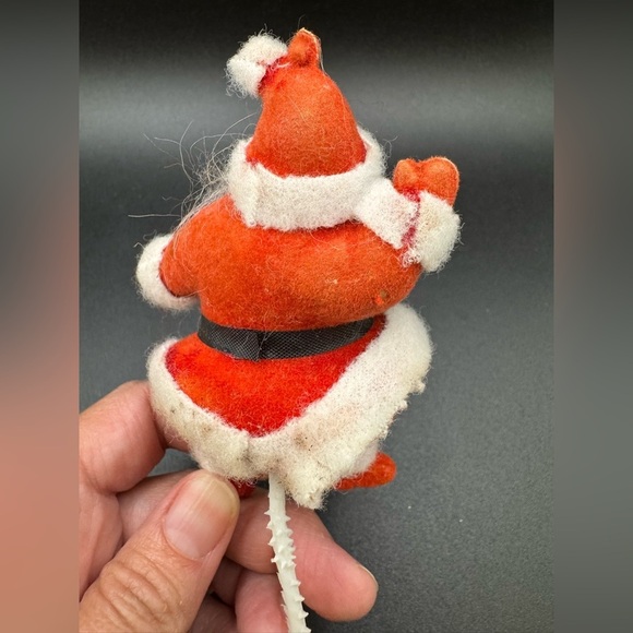 Vintage Christmas Flocked Santa Claus Pick or Ornament API Thailand - Picture 4 of 6